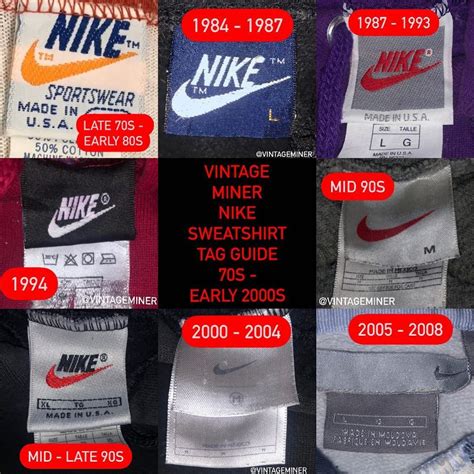 vintage nike tags by year